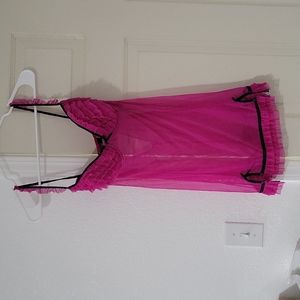 Frederick's of Hollywood XL babydoll underwire lingerie hot pink black sexy